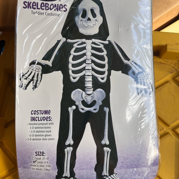 Skelebones Skeleton Costume Toddler Child Large 4-6 NWT 3D Fun World Unisex - Picture 5 of 6
